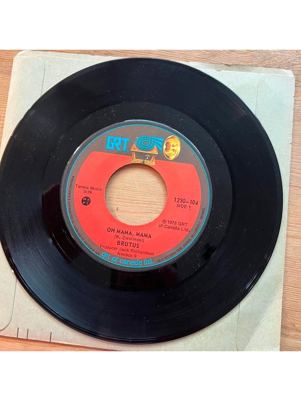 Brutus - Oh Mama, Mama/Ride Cowboy Ride 45rpm VG+ R90